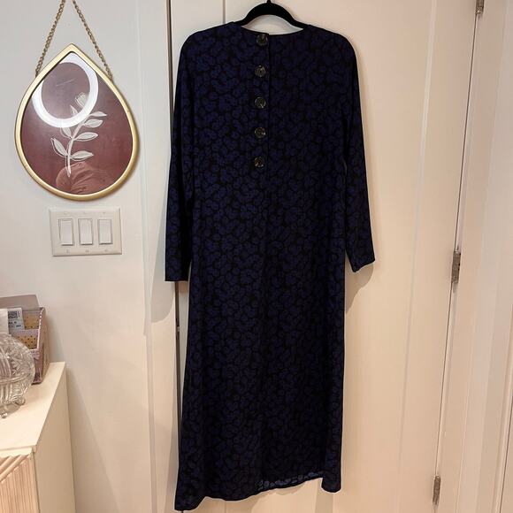 Elizabeth And James Blue Black Floral Long Sleeves Maxi Dress Size Small - Picture 6 of 13